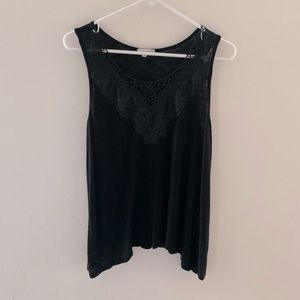 Black sleeveless top with embroidery detail